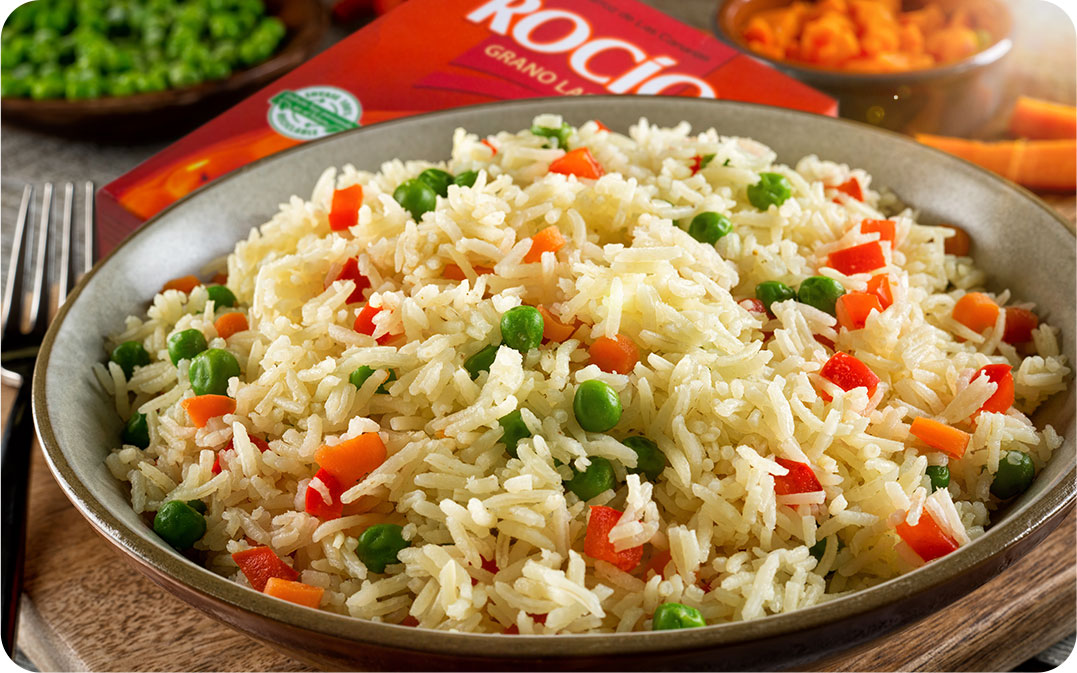 Arroz blanco con verduras